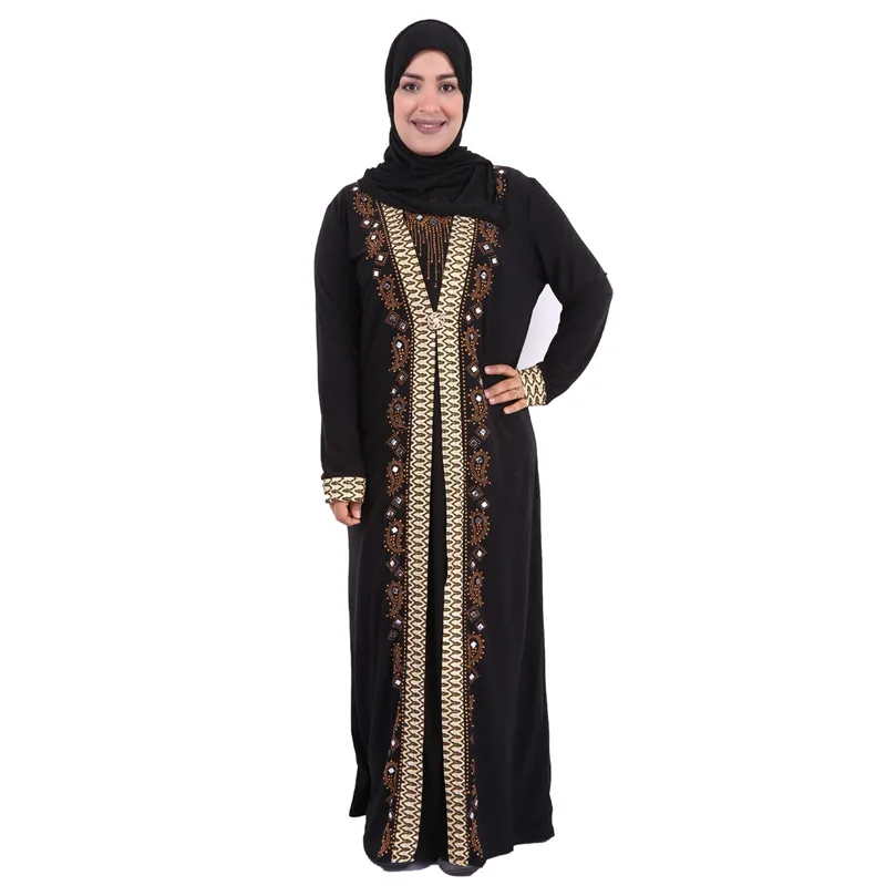 wholesale Crystal Beaded muslim long dress women Kaftan Dress dubai long sleeves abaya islamic Prayer Clothing YM001