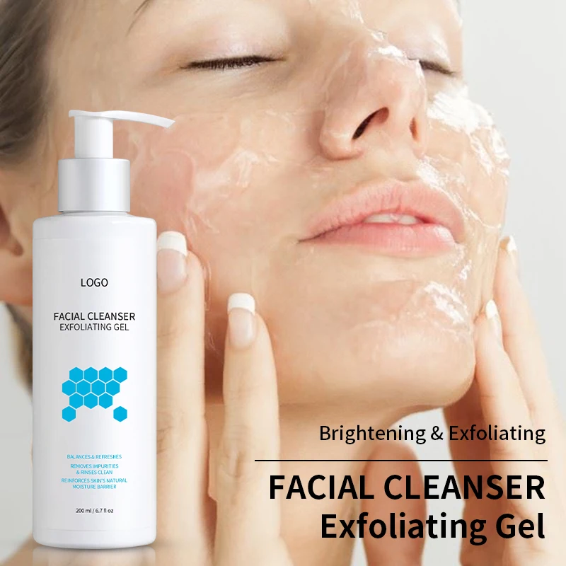 Private Label Organic Exfoliator Remove Dead Exfoliating Peeling Skin Gel Body Scrub Face Wash Facial Cleanser