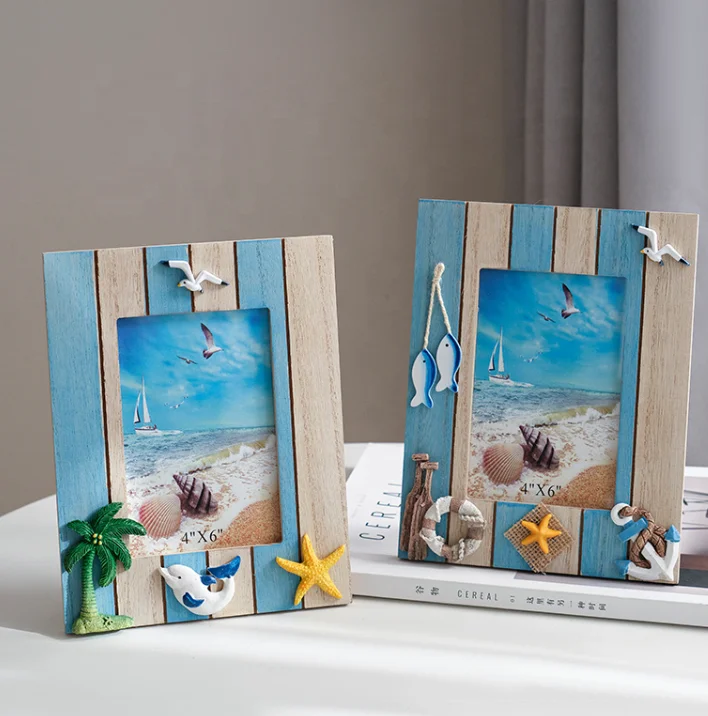 Mediterranean Decorated Photo Frame 6 in Ocean Picture Frame Wooden Frame Creative Gifts Decorative Wood Photo Fram