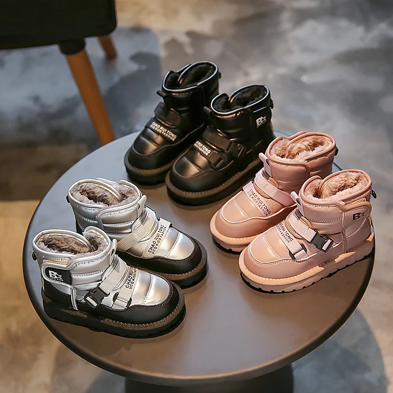 New Winter Boy Kids Ski Shoes Girls Fashion Thicken Snow Boots for Outdoor