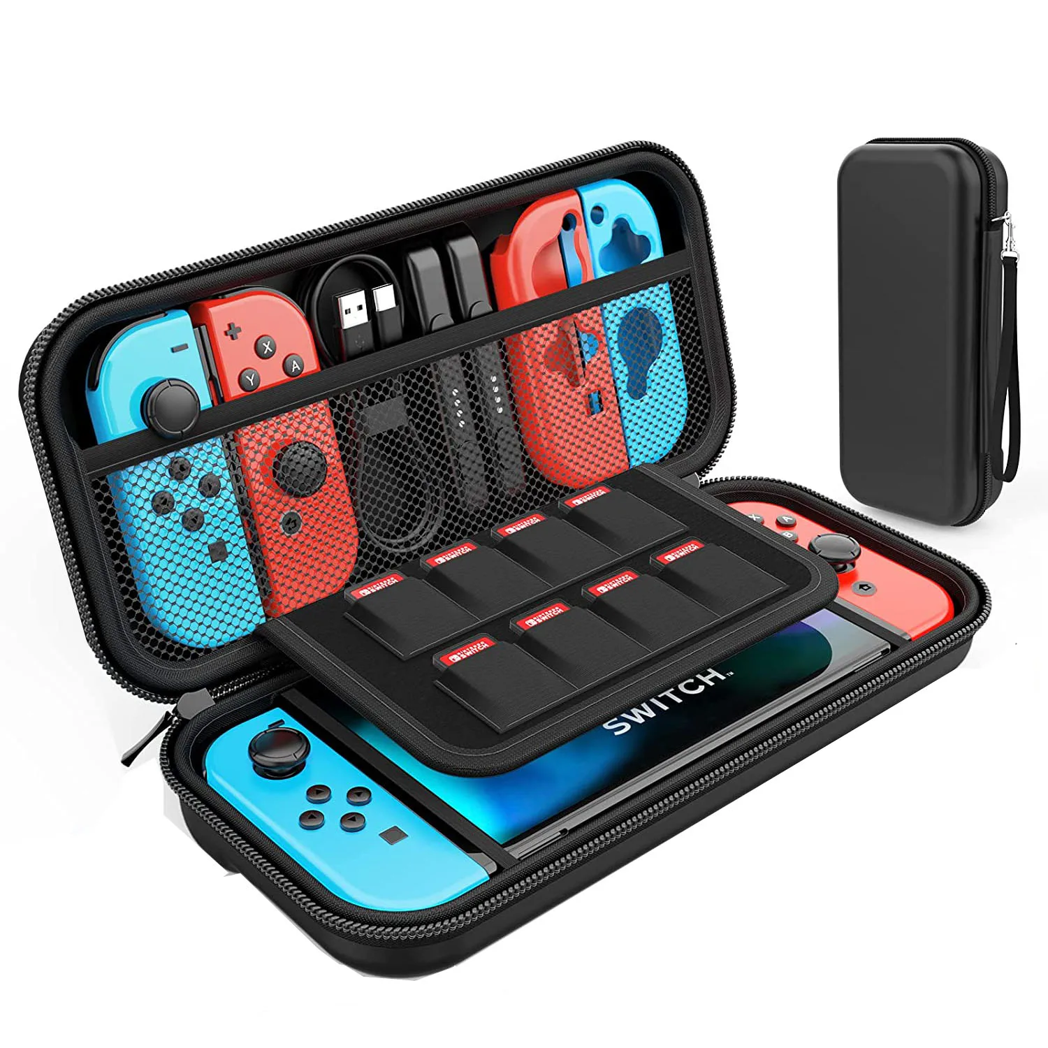 Switch Case Compatible with Nintendo Switch 9 in 1 Accessories kit with Carrying Case, Protective Case, HD Protective Film