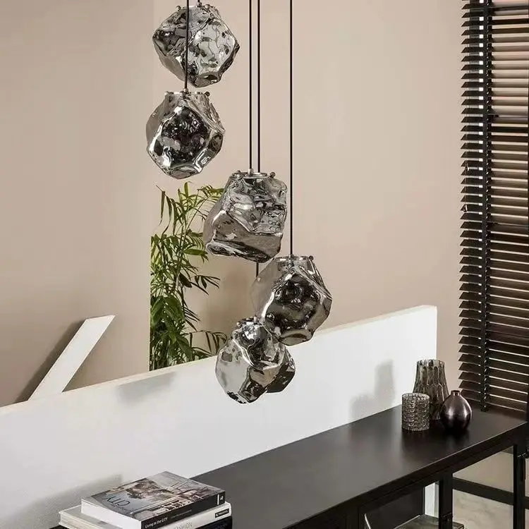 industrial style decorative chandelier Ice Glass Chandelier Pendant Light for kitchen living room