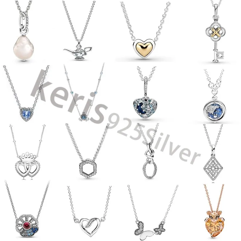 New Necklace 925  Silver Sapphire Pumpkin Car Heart Pendant Fit Pandora Necklace