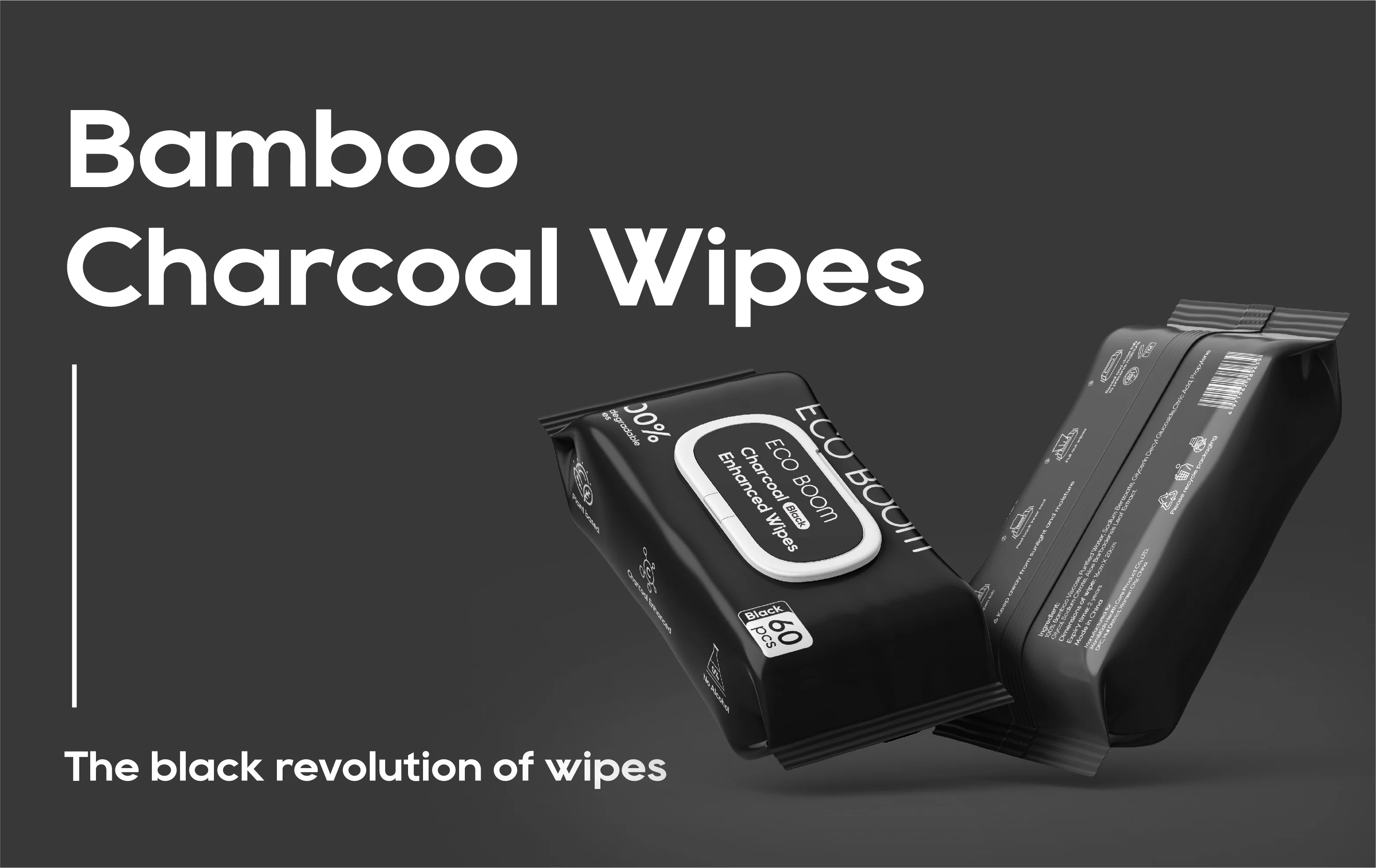 ECO BOOM eco ecological ecologic friendly sensitive skin factory manufacturer bamboo Charcoal wipes