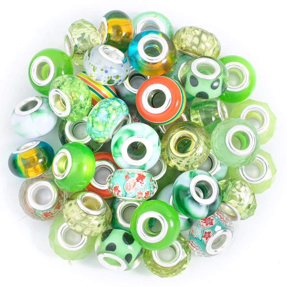 Random Mix Large Hole Loose Beads Acrylic Colorful 10pcs/bag Gemstone Neads for Jewelry Making