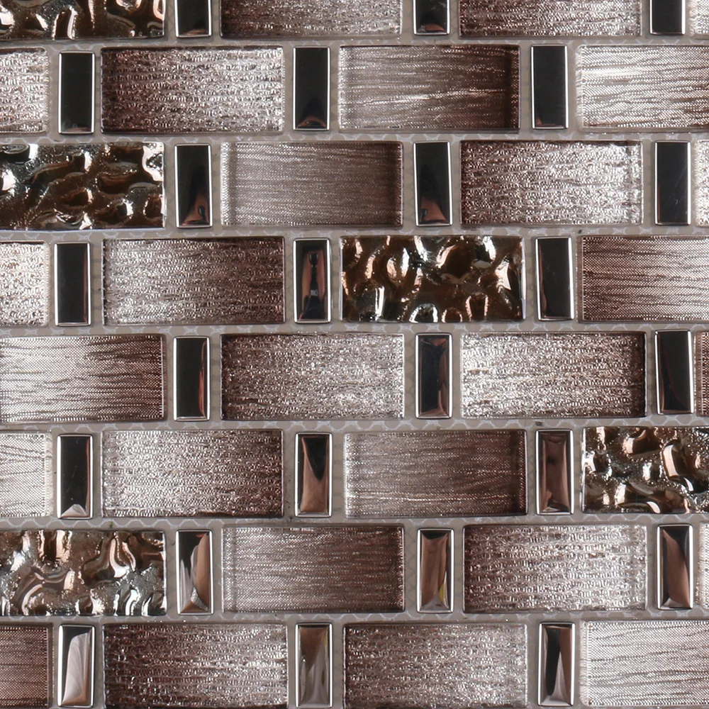 Wall Decoration Crystal Mixed Brown 3D Mirror Glass Mosaic Wall Tiles Mosaic