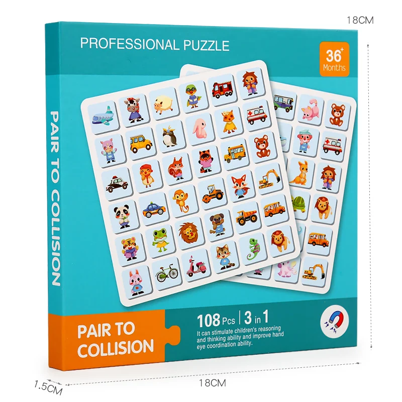 2023 New Interactive Desktop Game Kids Puzzle Logic Thinking Training Magnetic Board Sensory Features PC Material Supplied Bag