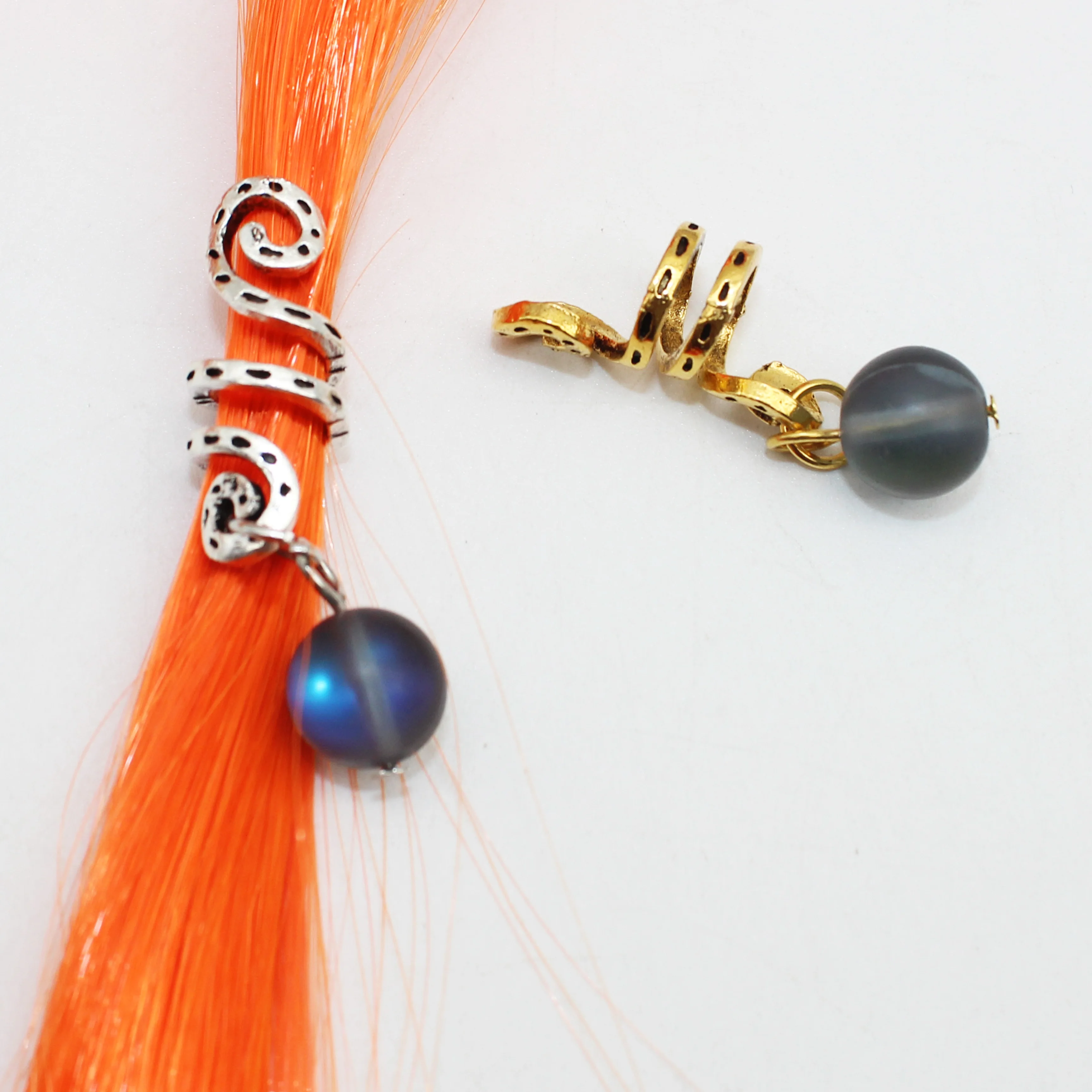 Jachon New Golden Hair Jewelry Charms Twisted Braid Rings Retro alloy color crystal ball small pendant hair ring