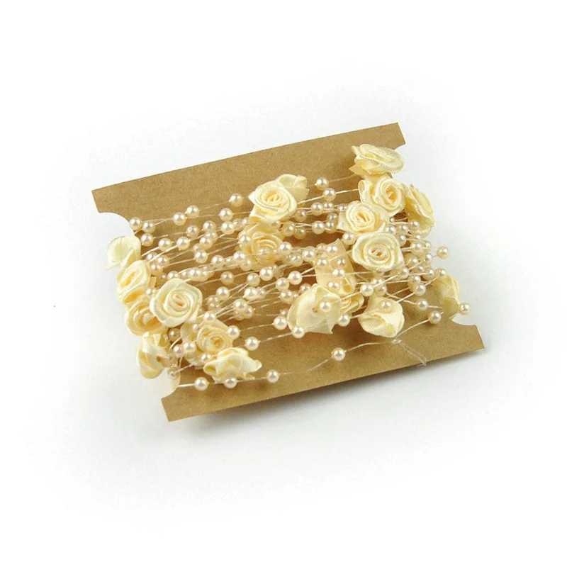 5m Artificial Flowers Peony Rose String Pearl Beads Chain Garland DIY Crafts For Jewelry Making Wedding Decoration Home Decor