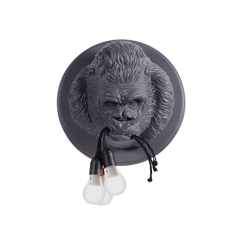 Industrial style retro Nordic style art personality creative living room corridor aisle resin orangutan monkey wall lamp