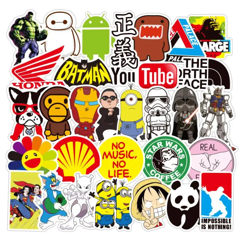 
ZY0002C 100PCS Mixed cartoon waterproof sticker travel suitcases skateboards bicycles mobile phones notebooks cars stickers 