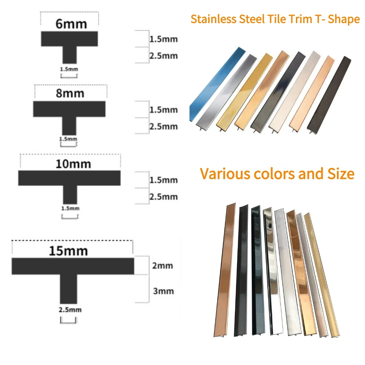 lower price  customization stainless steel inlay strips 8mm Black titanium gold decorative line for living room