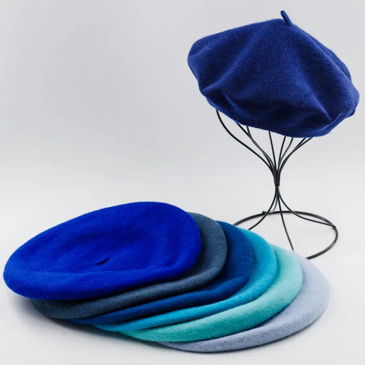 High Quality Embroidery Custom Design Acceptable Female Adult Women Lady Girl Warm Dress French Wool Knitted Beret Cap Hat