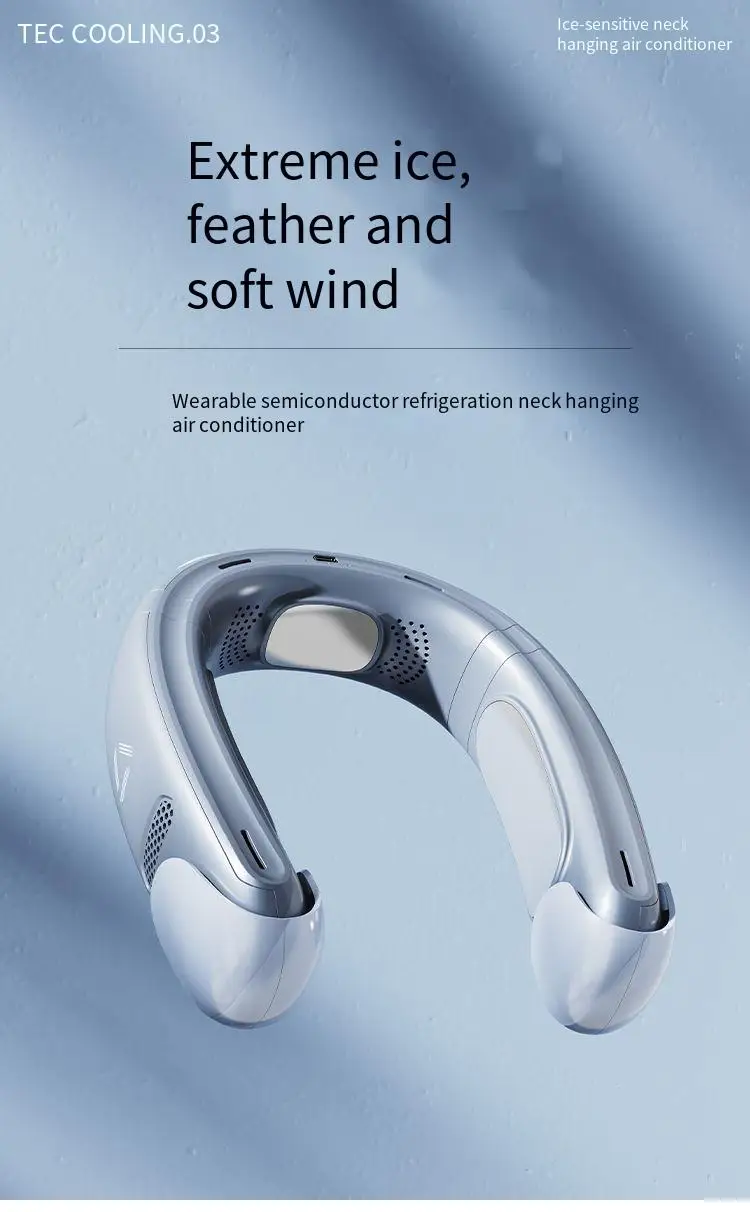 2023 Newly Listed Semiconductor Refrigeration Neck Fan 5000MAH Large-capacity Lazy Fan Ice-cold Fan