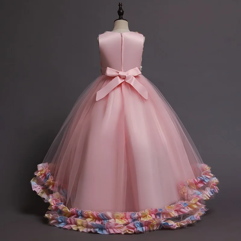 Elegant Princess Girl Christmas Party Dress Girl Tulle Flower Princess Party Maxi Ball Gowns XR001