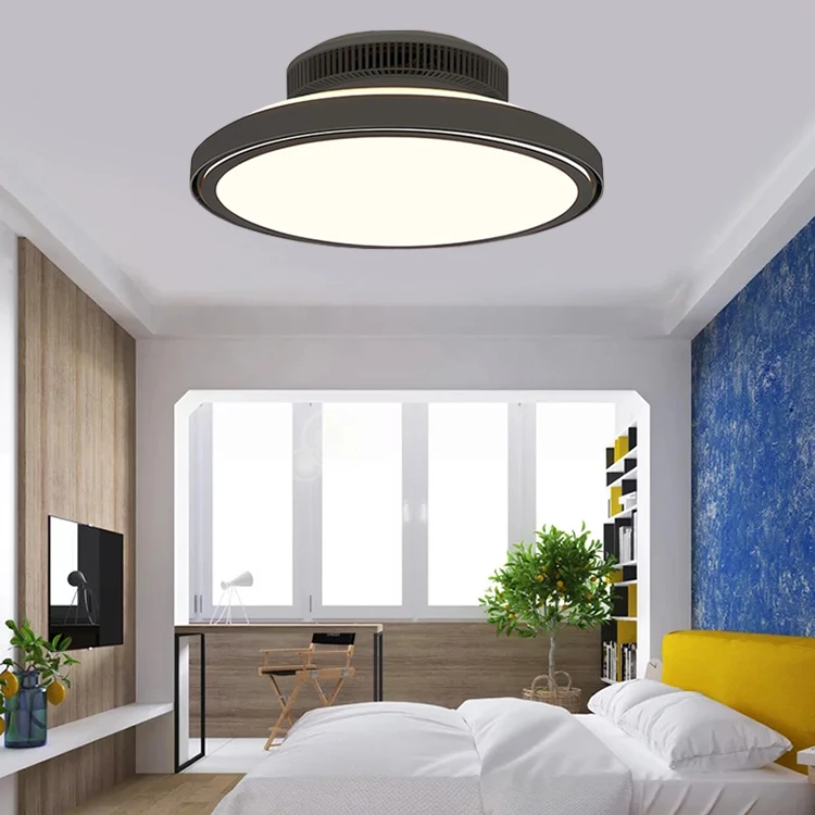 Simple modern leafless fan light bedroom study fan can purify sterilization suction ceiling Bladeless fan light