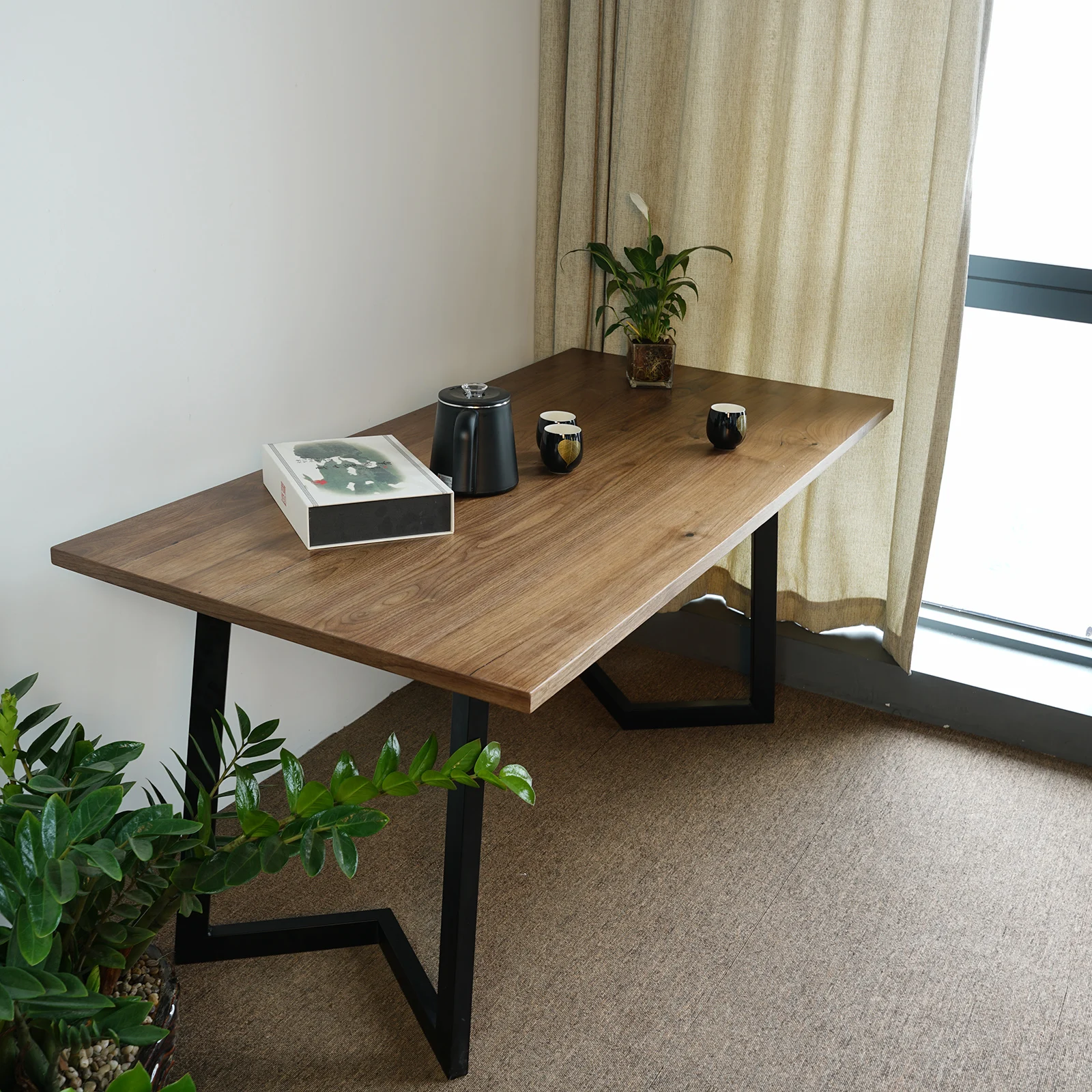 Veneered Black walnut wood table top 120x76.2x2.5cm