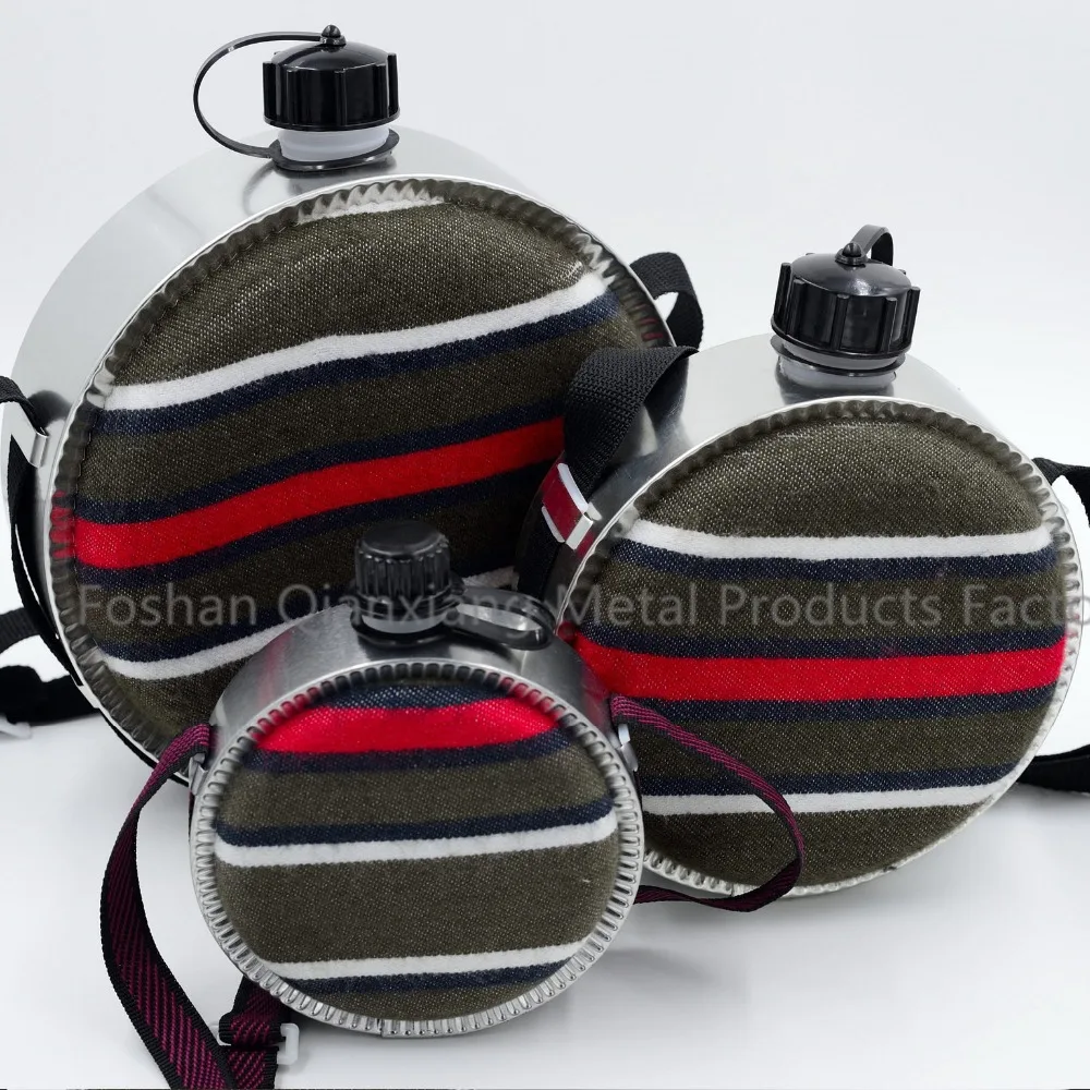 Classical 1900ml  stripe pattern blanket cover circle PE drink bottle water canteen for outdoor