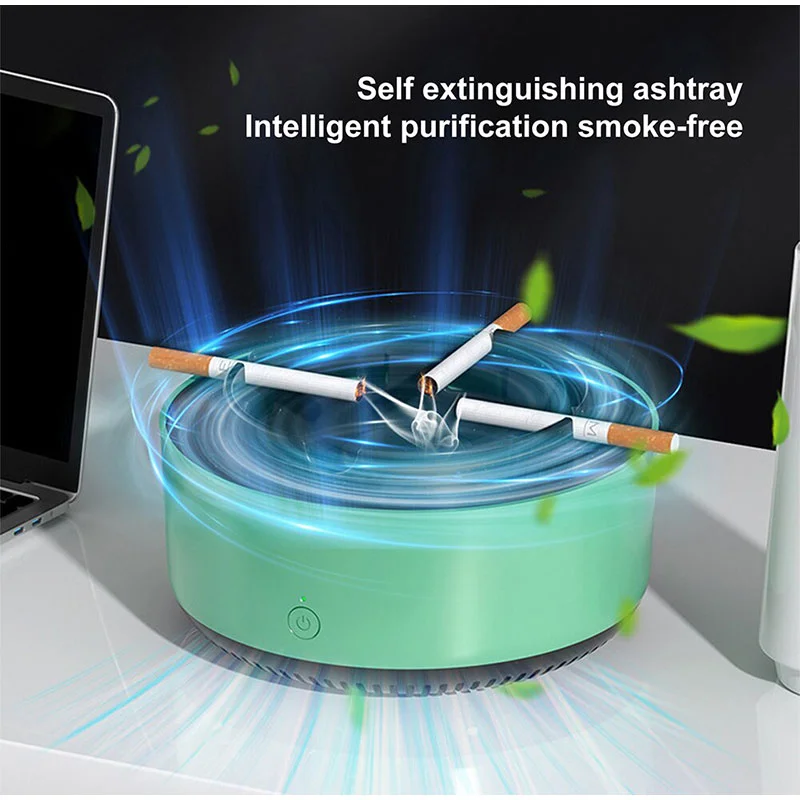 Custom Logo Smart Automatic Smoke Removal Air Purifier Ashtray Smokeless Cigar Ashtray Portable Ashtray For Car