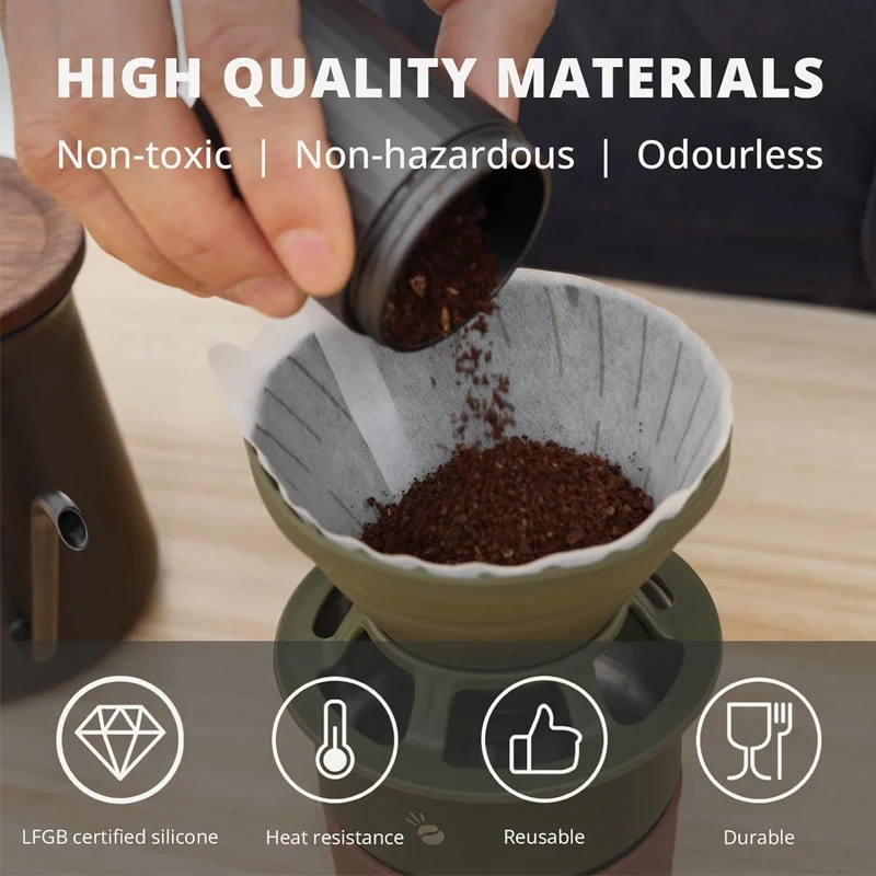 Reusable Silicone Collapsible  Pour Over Coffee Dripper Coffee Maker for Camping