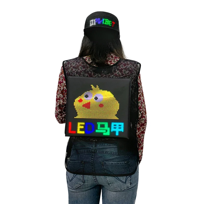 LED Vest With Full Color LED Panel Flashing Display Custom Text Pattern Animation Images Walking Advertising Vest Led Jacket