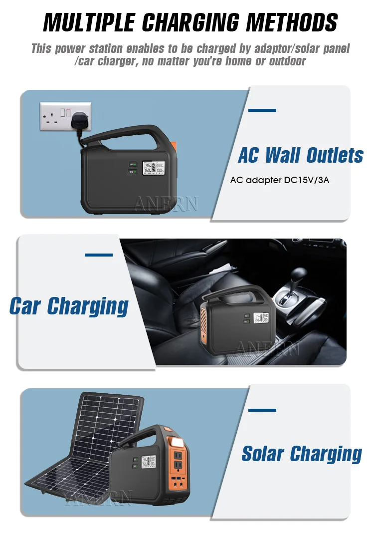 Anern Portable Solar Power Electric Generator Station with Inverter Panel