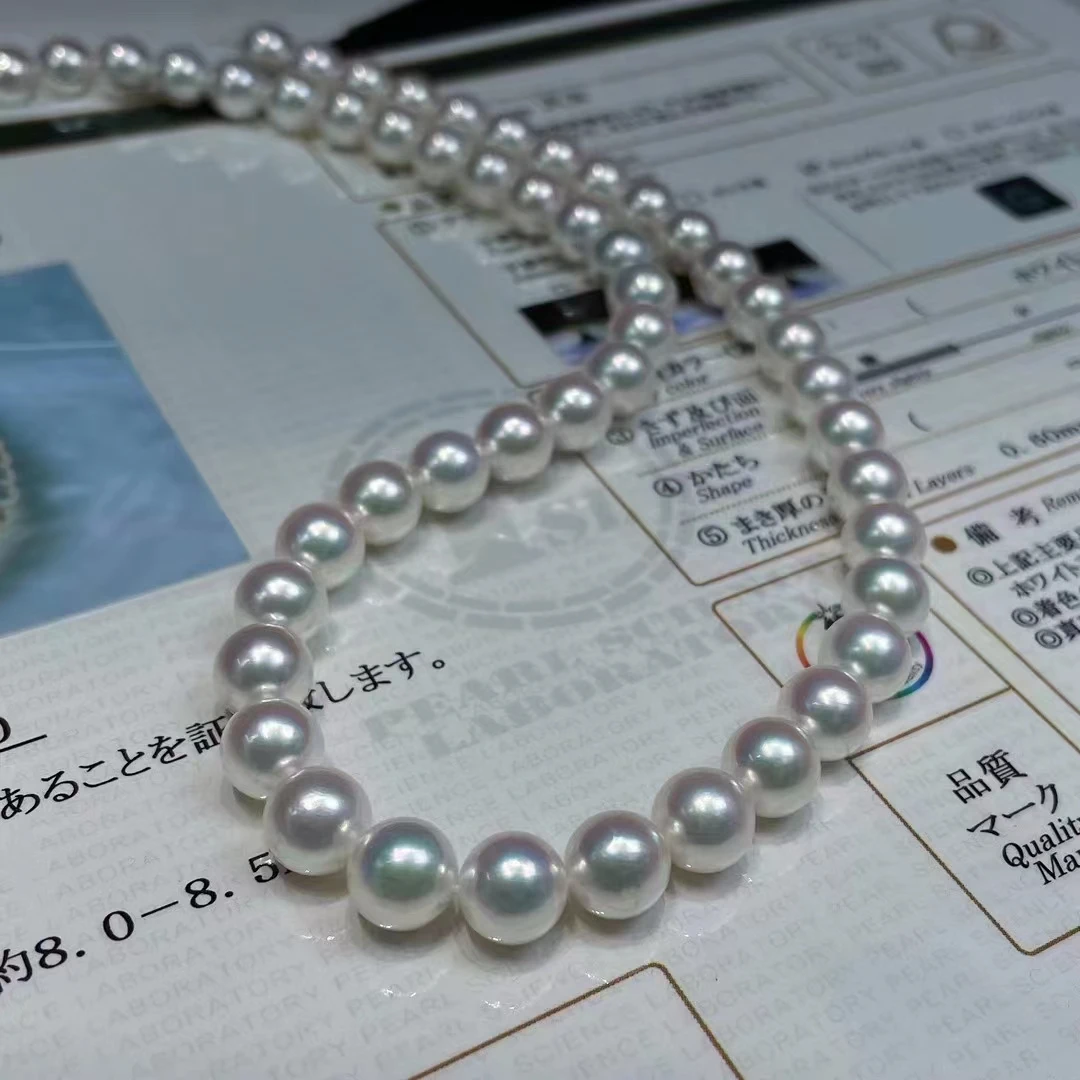 SGARIT Fine Jewelry 8-8.5mm Japan Akoya Sea Pearl Necklace Jewellery Hot Sale Mother Pearl Necklace Fair Lady Daily Wearing