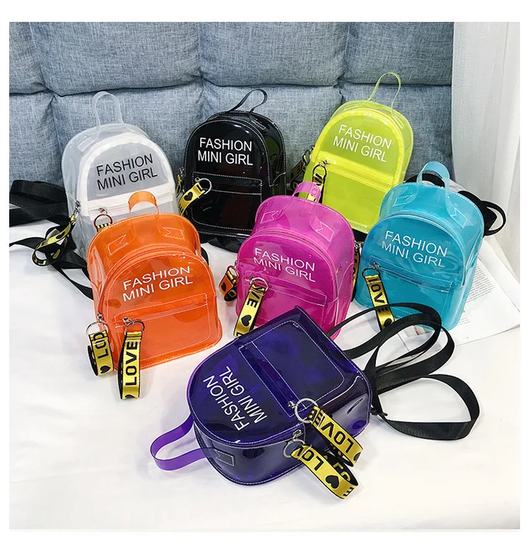 Korea Style Summer PVC Clear Backpack Bag Mini Girls Waterproof Transparent Jelly clear PVC Backpack