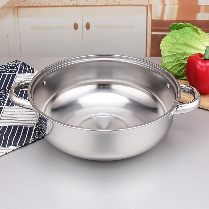 Kitchen Ware Soup Pot Steamer Fryer Stainless Steel Cookware Double Handle Modern Home Cooking Pot Commercial Steam Pot Sets
