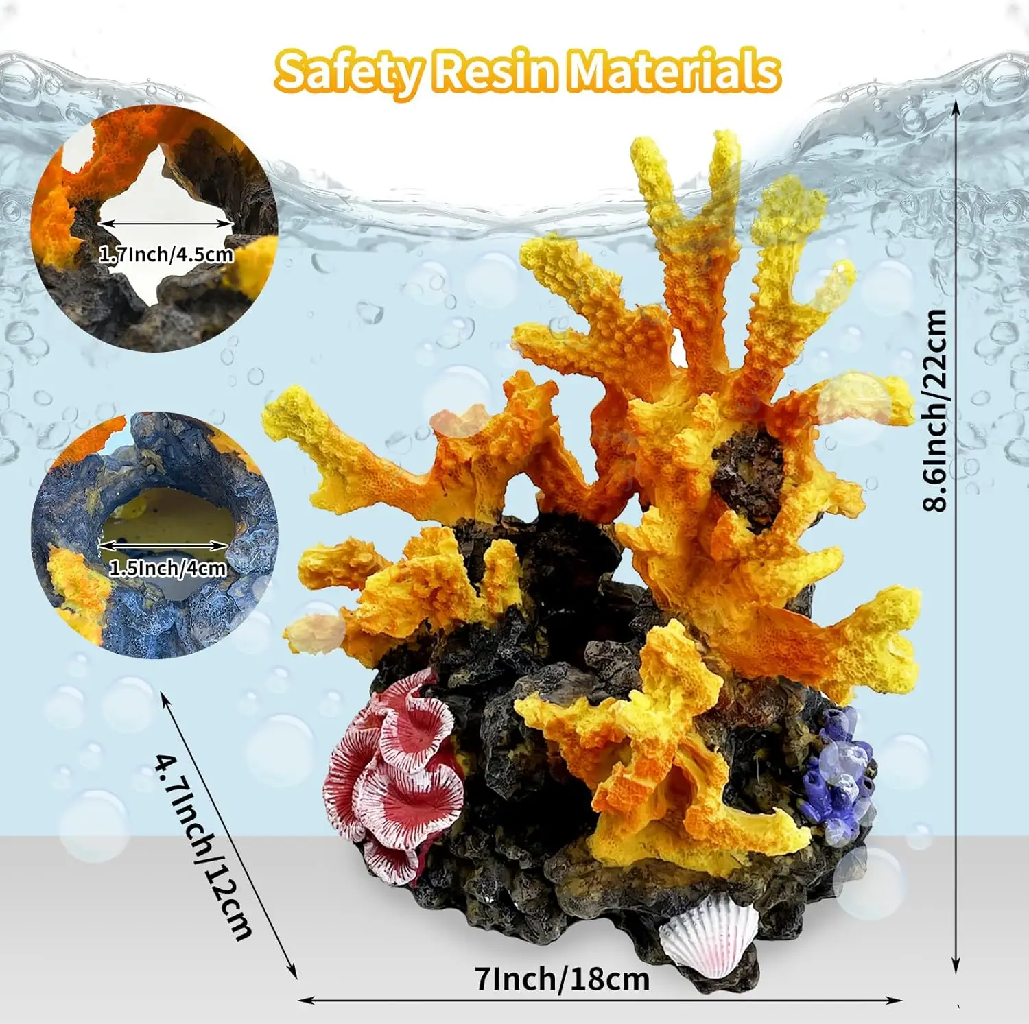 Aquarium Coral Reef Decor Artificial Aquarium Coral Ornament Fish Cave Hideout Plants Resin Fish Tank Accessories  Landscaping