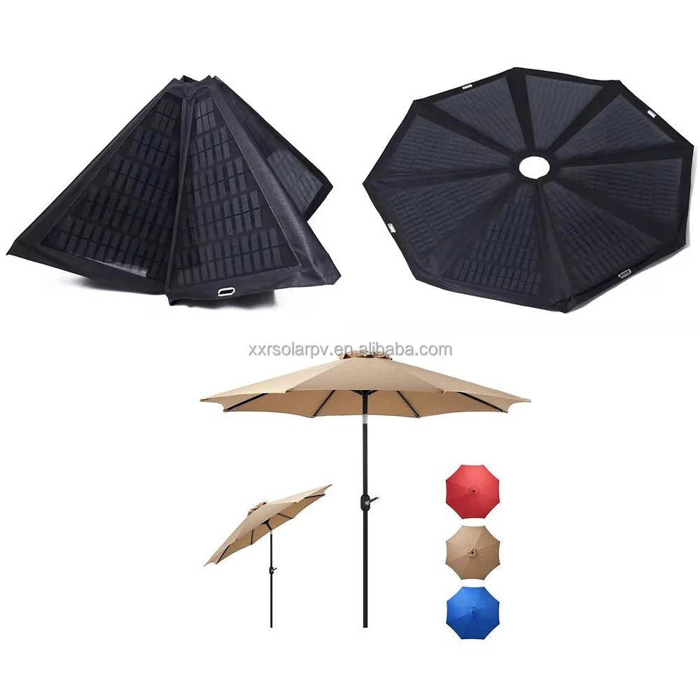 Outdoor umbrella model 70W 18v Custom Solar Panel Umbrella design Charger for Power Supply on outdoor restaurant, balcony, yard