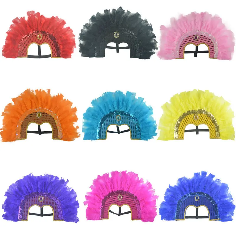 Mardi-Gras Carnival Costume Feather Headdress Halloween Cosplay Party Hair Accessories