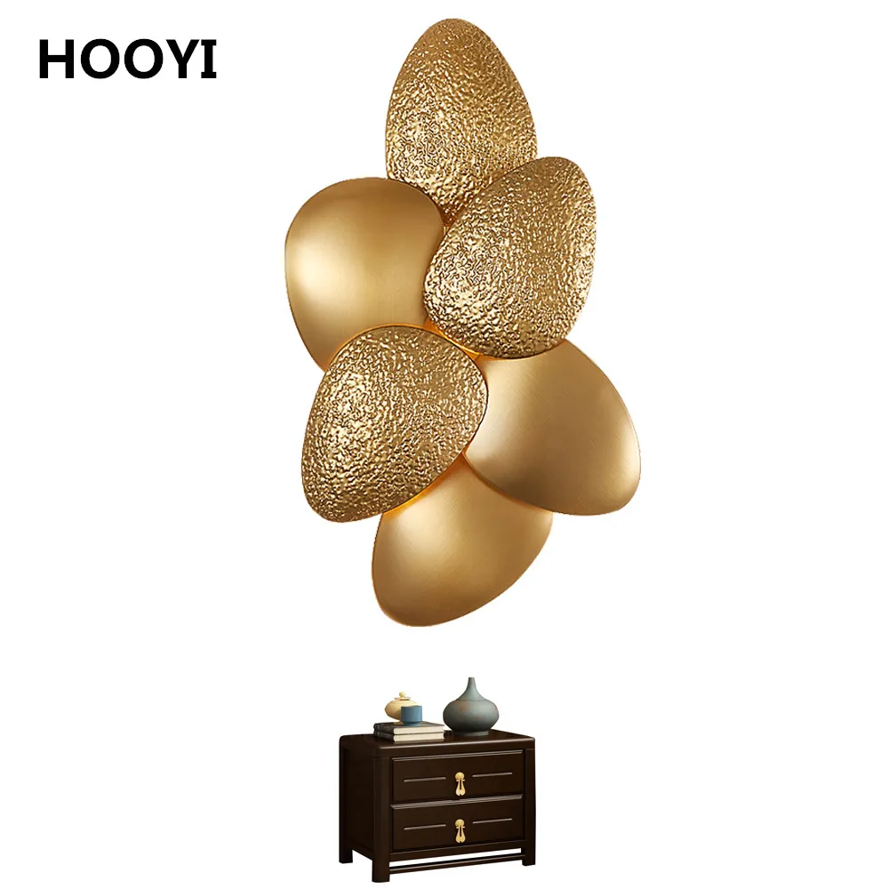 Современная светодиодная настенная лампа HOOYI роскошный золотистый настенный светильник из полированной стали для гостиной домашний декоративный осветительные