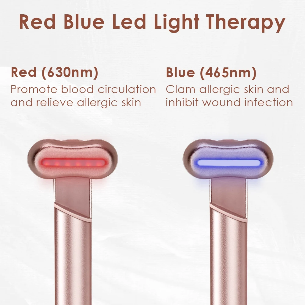 Ready to Ship Multifunctional Eye Massager with Heat Eye-Care EMS Magic Wand Device Micro-current Red Blu Light Eye Massager