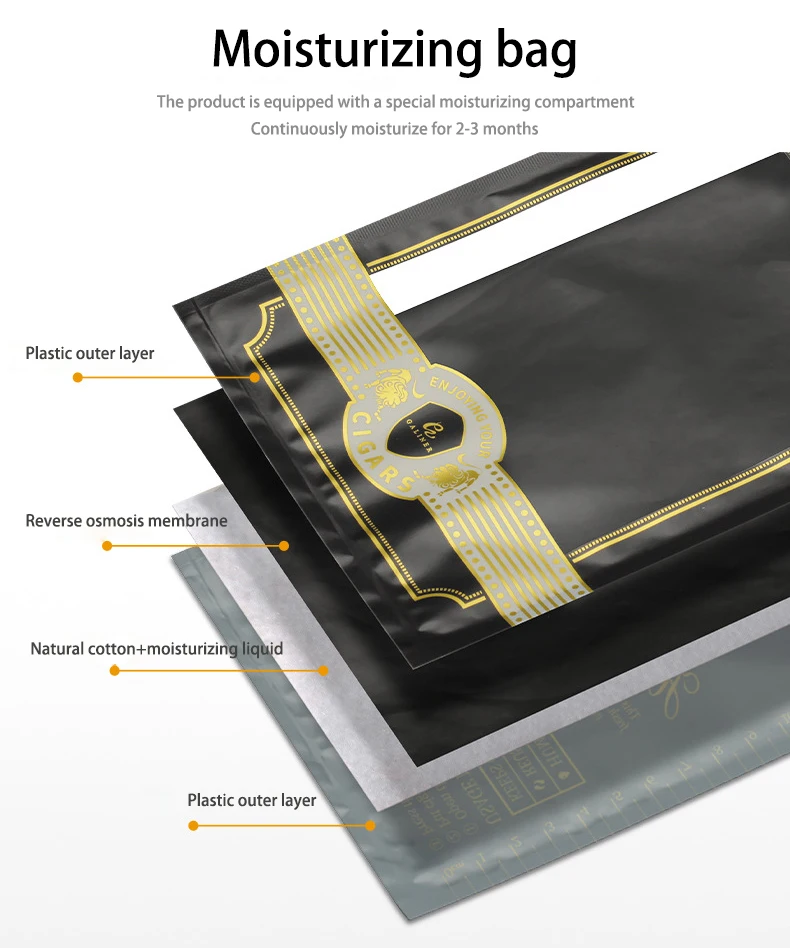 Custom Swisher Cigar Leaf Wraps Moisturizing Mylar Tobacco Cigar Travel Humidor Packaging Zipper Bags