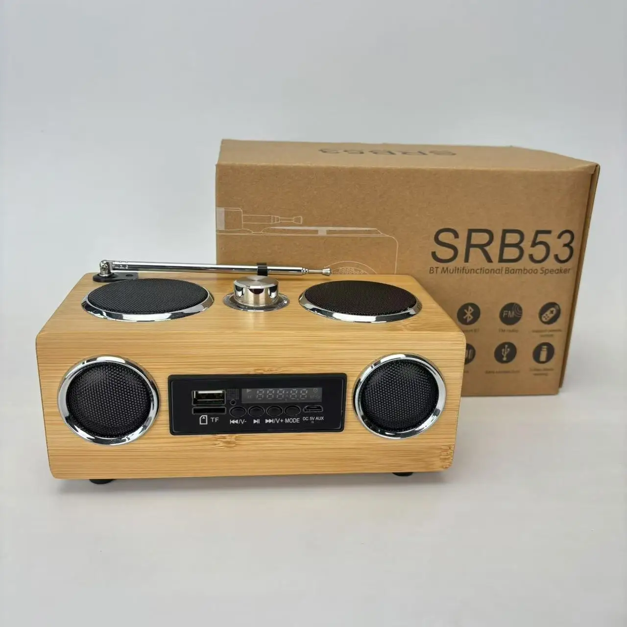 Tragbare Holz Bambu Bluetooth Bt Wireless Mini Fm Rechargeable Speaker Sound Music Box Loudspeaker with Radio Bamboo Wood Active
