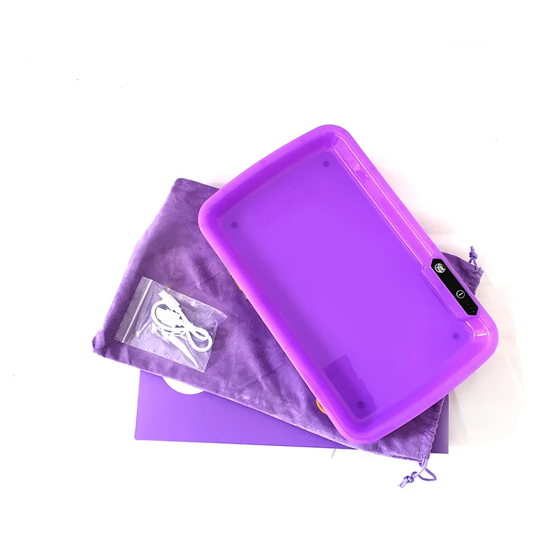 
OEM/ODM Plastic Rechargeable LED Weed Glow Rolling Tray for Bar Decoration 