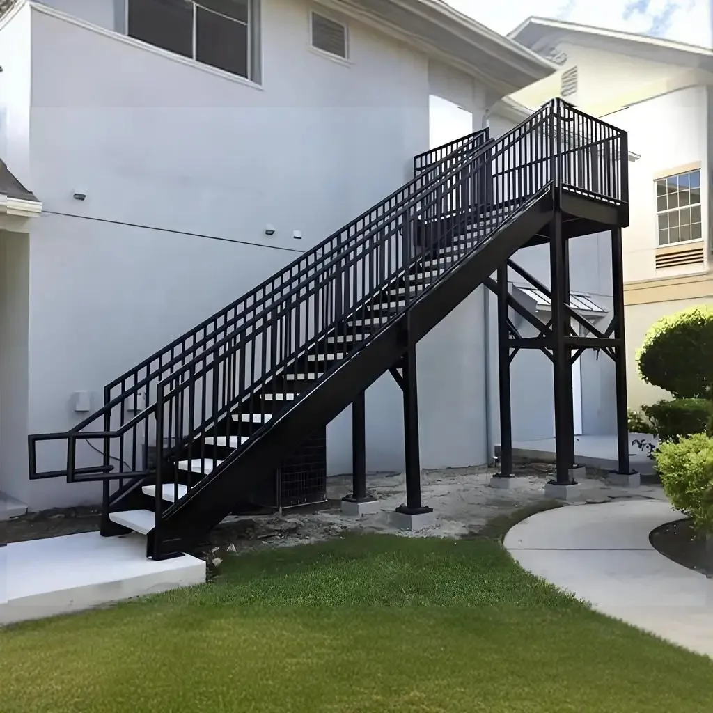Easy installed villa Outdoor metal safety exterior staircase design galvanized steel stair