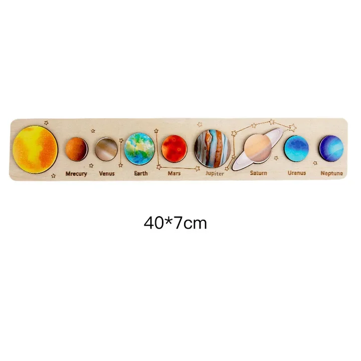 Montessori High Solar System Puzzle Toy Wooden Planets Jigsaw Board Game Children Educational Astronomy Toy Boy Girl Made PC