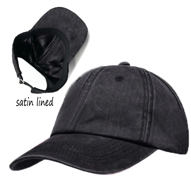 Hot selling custom blank empty top satin lined baseball cap women ponytail backless cap sport sun hat