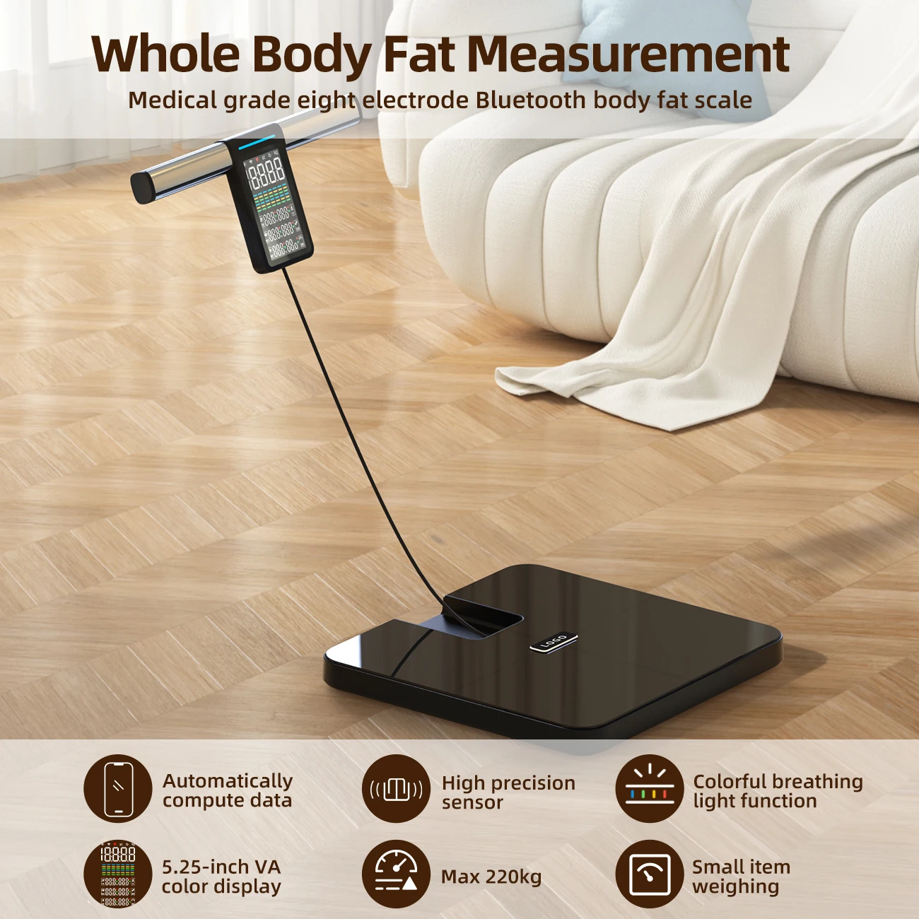 Popular Weighing BMl Smart Scale Big BMI 220KG Body Weighing Scale Adult Weight Bathroom Body Fat Scale With Printer paper