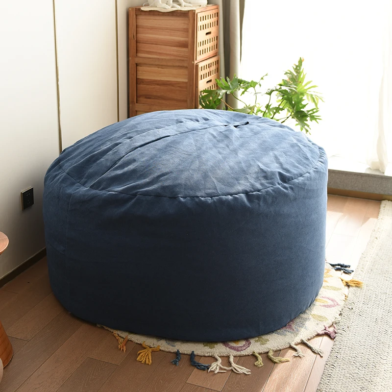YUNJIN Velvet Giant One Seat Foam Filled Bean Bag Soft Comfortable Bedroom Corner Sofa Chairs Bean Bags For Adults Navy Blue XXL