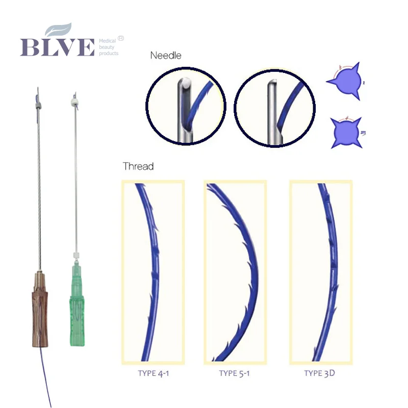 absorbable pdo thread lift 3d cog thread lift face l blunt cannula