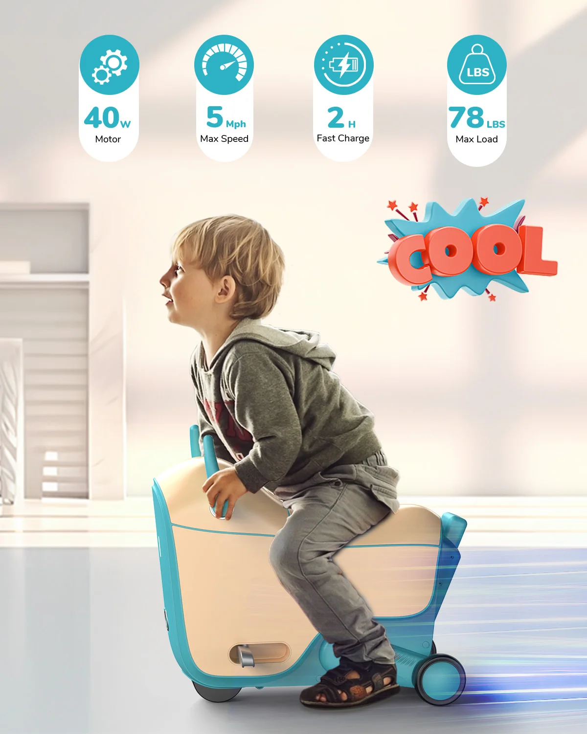 GNU Electric kids scooter suitcase luggage child ride on electric smart luggage suitcase