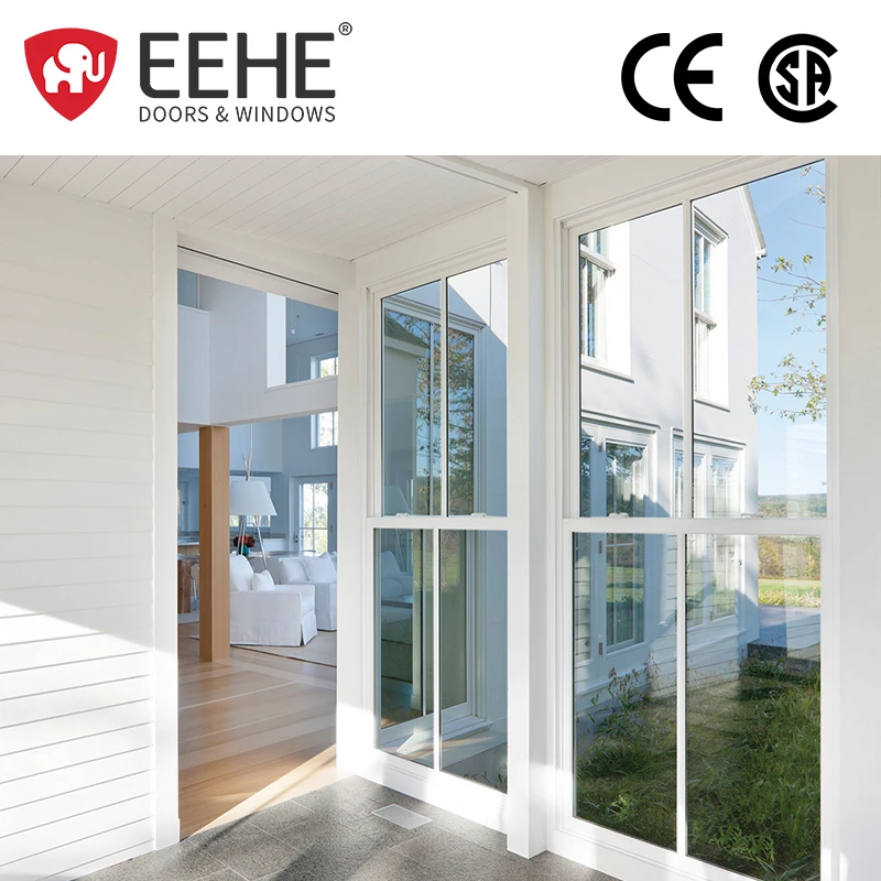 EEHE Single-hung Impact-resistant Aluminum Alloy Casement WindowRainproof Engineering GlassDouble-hung Window
