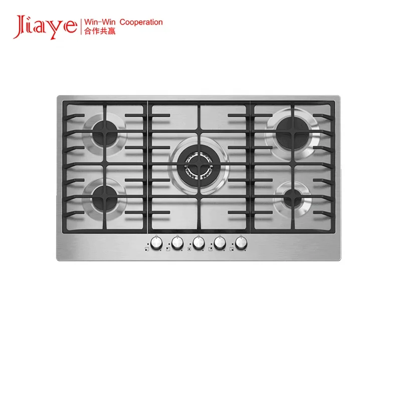5 burner gas cooker factory wholesale price home appliance AC ignition cast iron support CE certificate built in stove gas hob