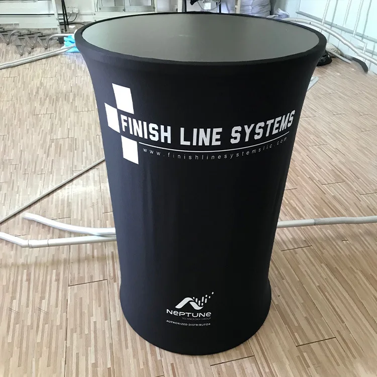 Low MOQ Exhibition Booth Portable Tension Fabric Advertising Display Auto Shrink Pop Up Display Counter Table
