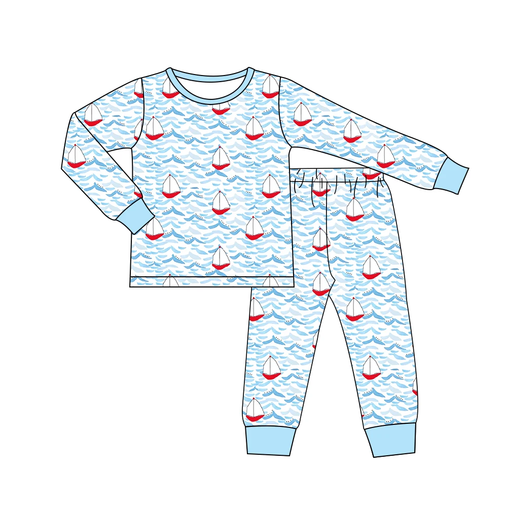 Children boutique home wear pajama pink pig long sleeve suit kids night wear baby autumn winter pajamas