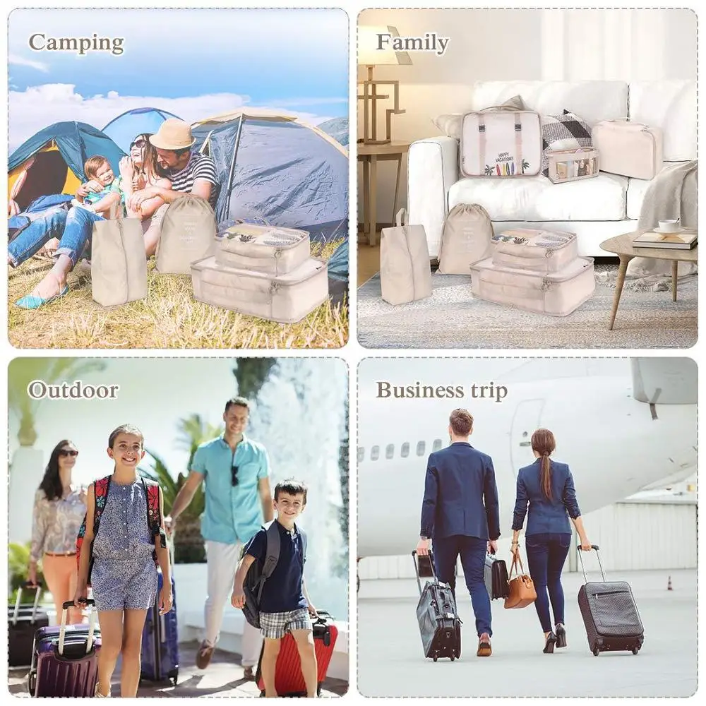 Packing Cubes for Travel 8Pcs Travel Cubes Set Foldable Suitcase Organizer Lightweight Luggage Storage Bag