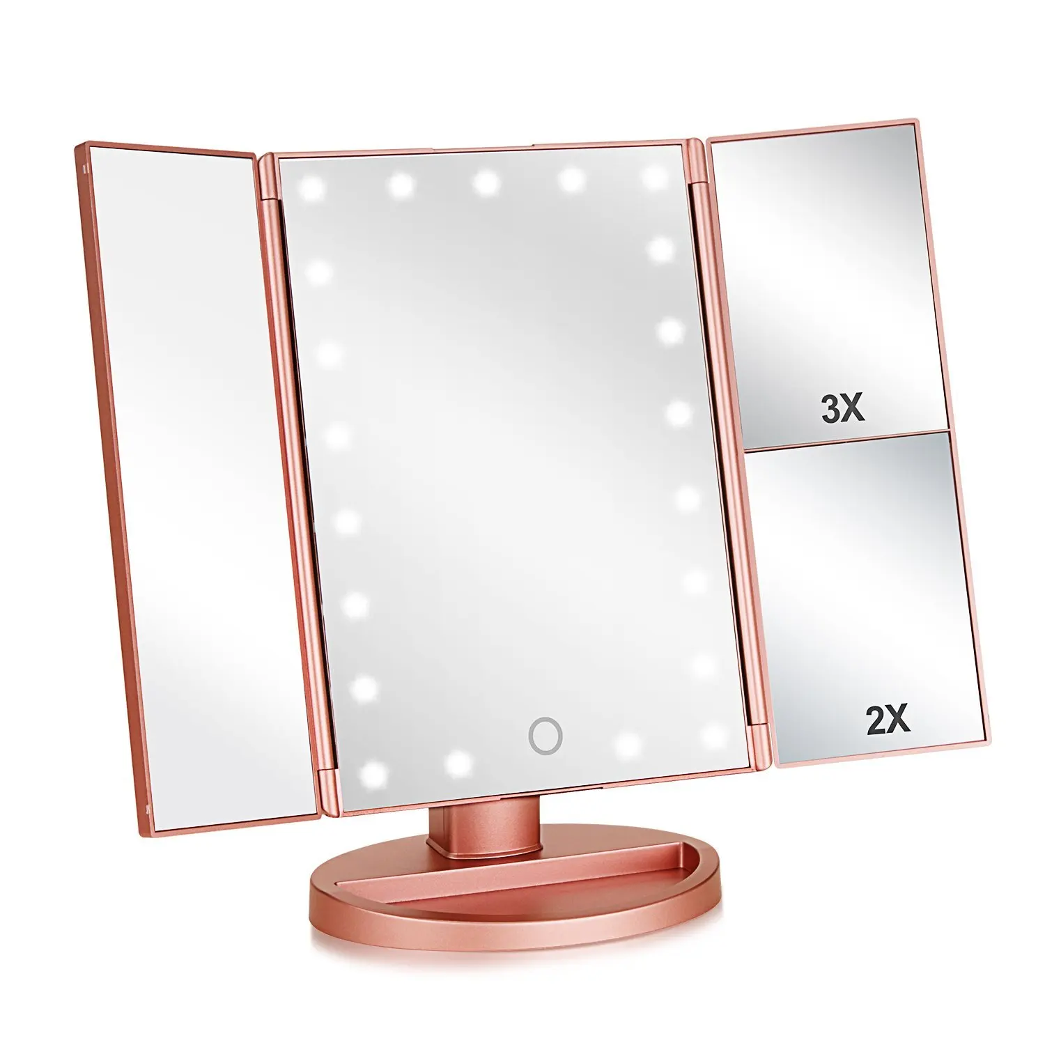 CHAMBERLIAN Durable Cosmetic Metal Rotatable magic mirror with tray